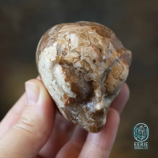 Druzy Amber Calcite Alien Skull - UV Reactive