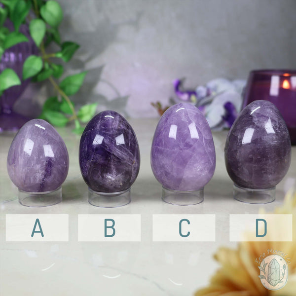 Polished Amethyst Crystal Egg Carvings