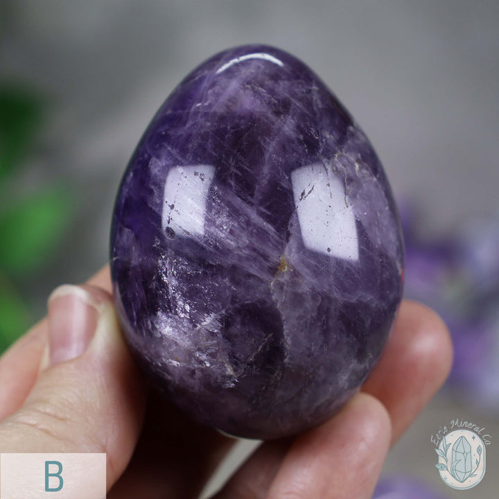 Polished Amethyst Crystal Egg Carvings