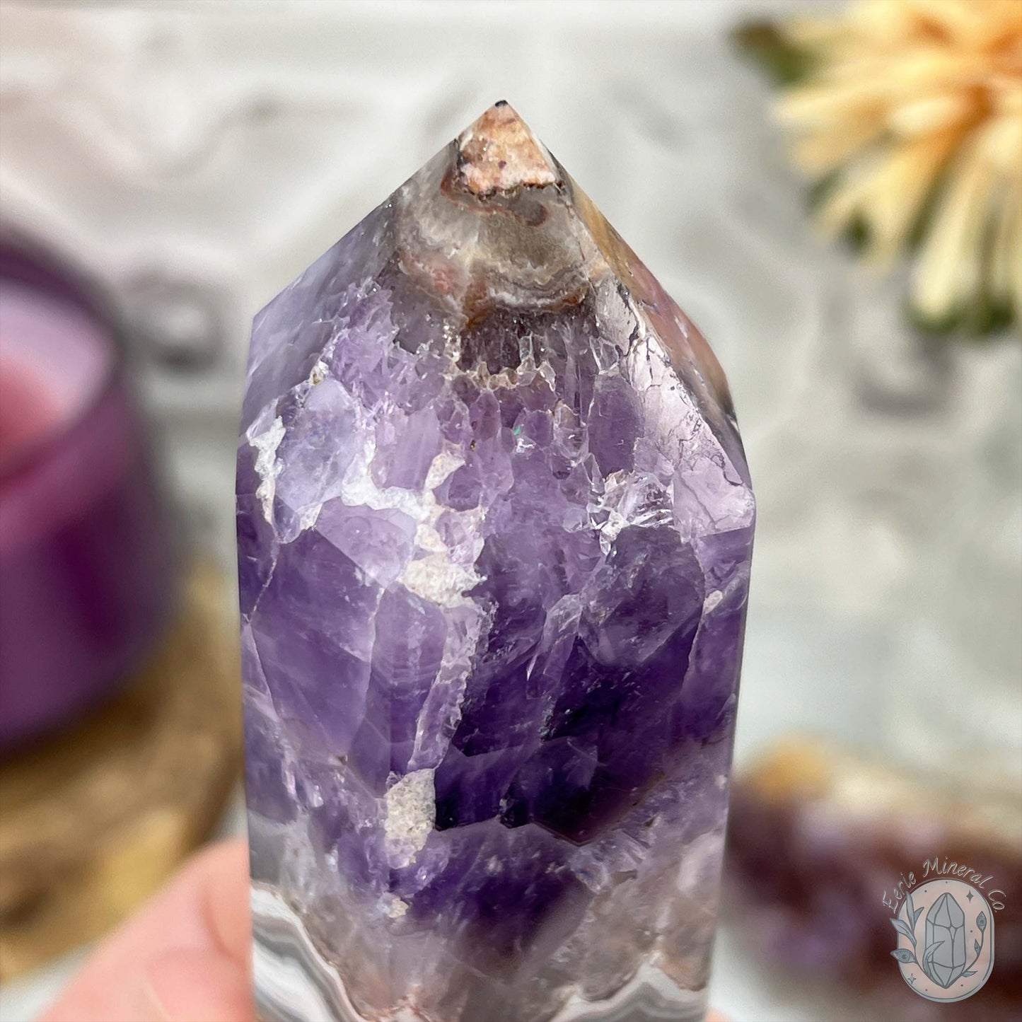 NEW MATERIAL - Amethyst with Crazy Lace Agate Tower