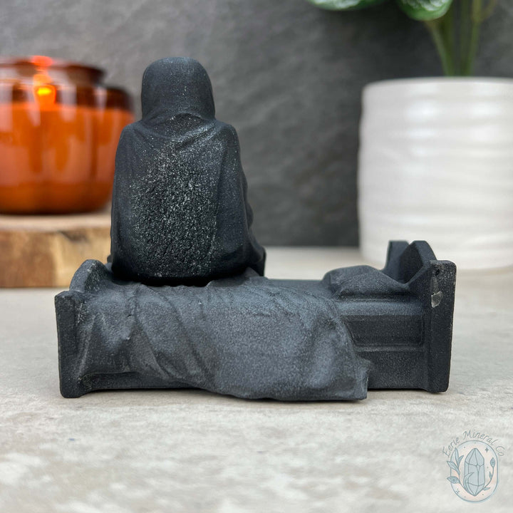 Black Obsidian Grim Reaper on Bed Matte Finish Carvings