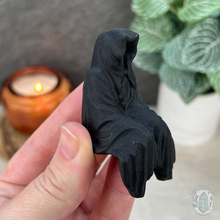 Black Obsidian Grim Reaper on Bed Matte Finish Carvings