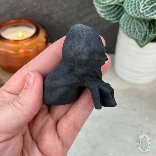 Black Obsidian Zombie Head On Hand Carvings