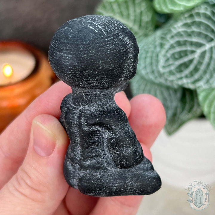 Black Obsidian Yoga Alien Matte Finish Carvings