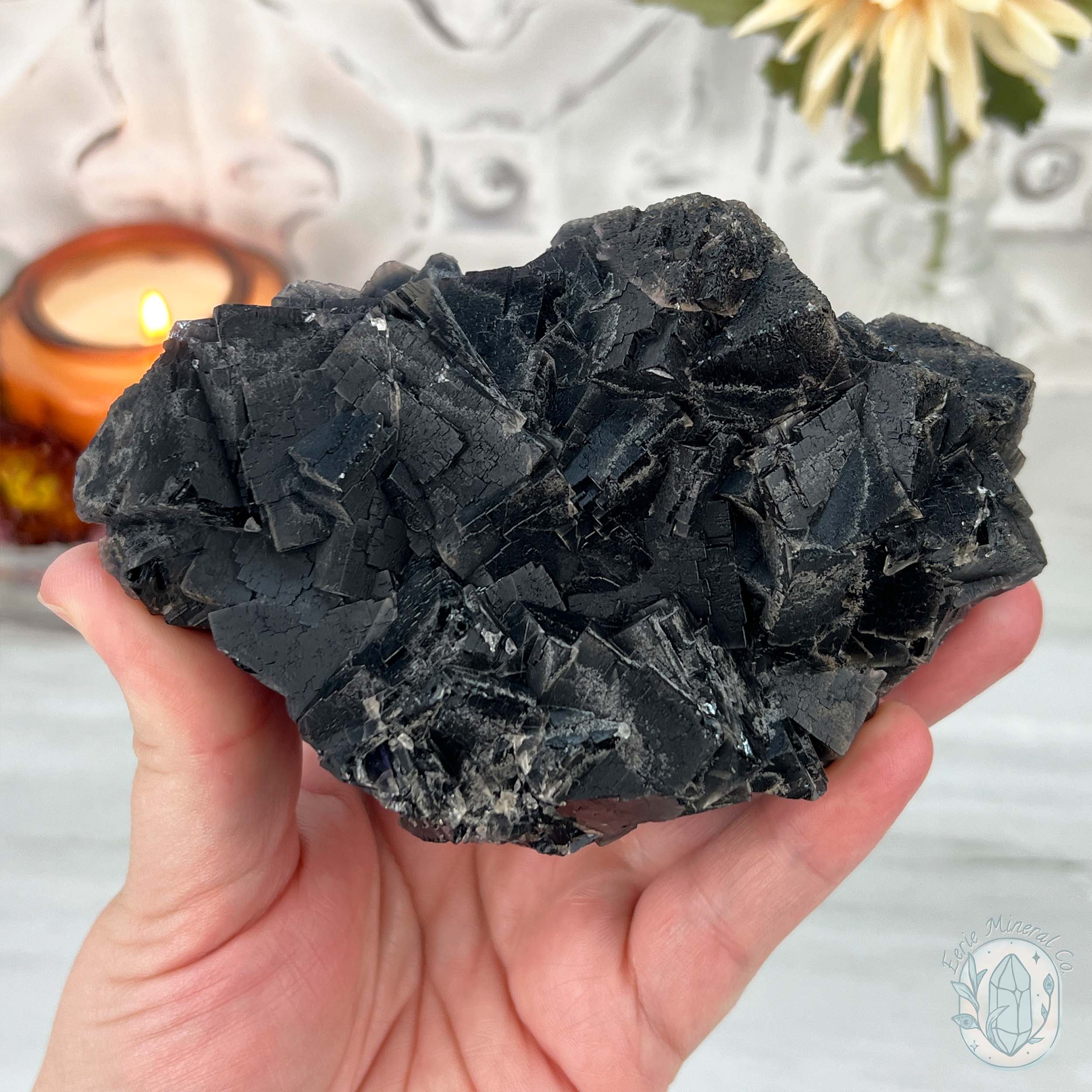 UV Reactive Black Rose Fluorite Specimen New Fluorite Specimens