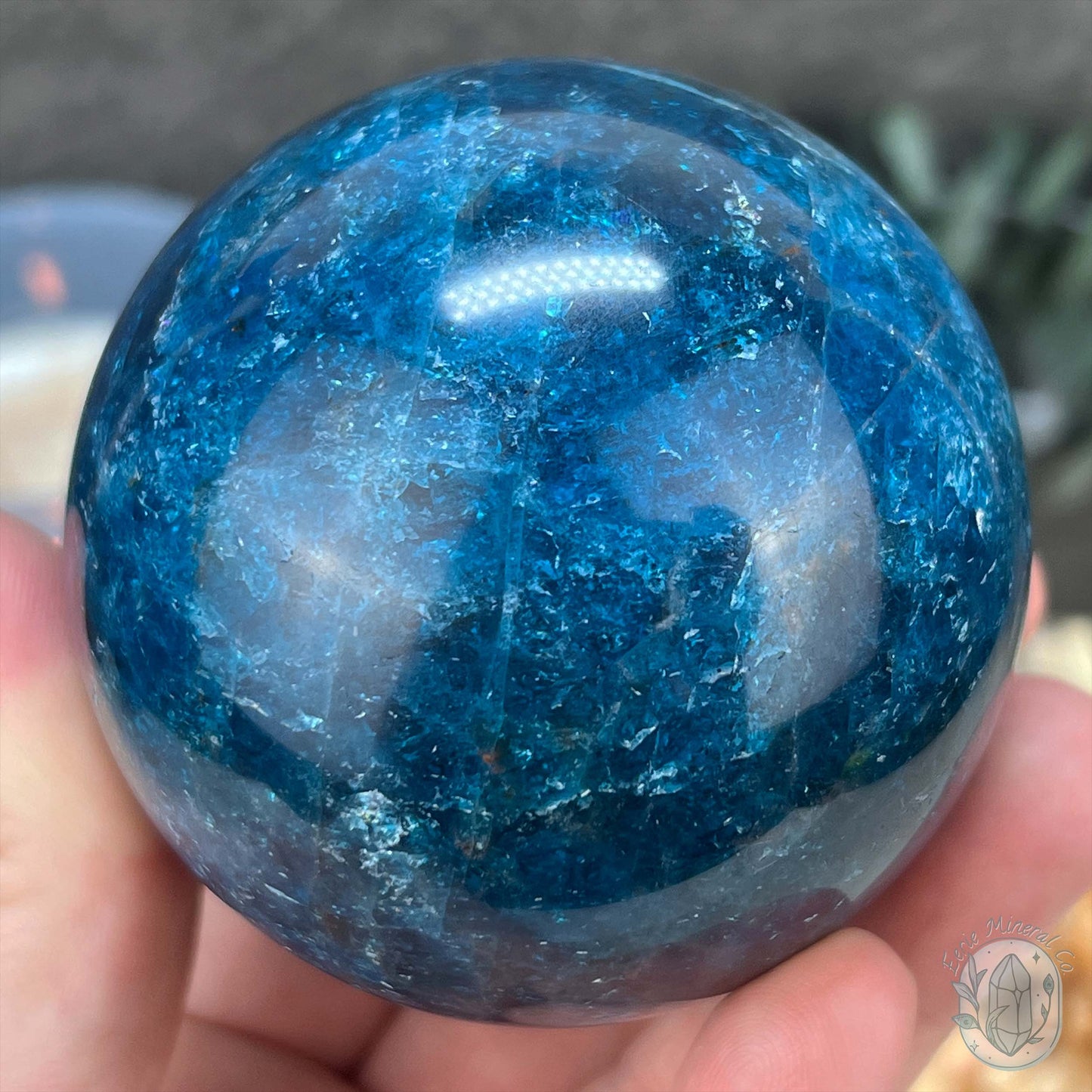 68mm Polished Blue Apatite Sphere