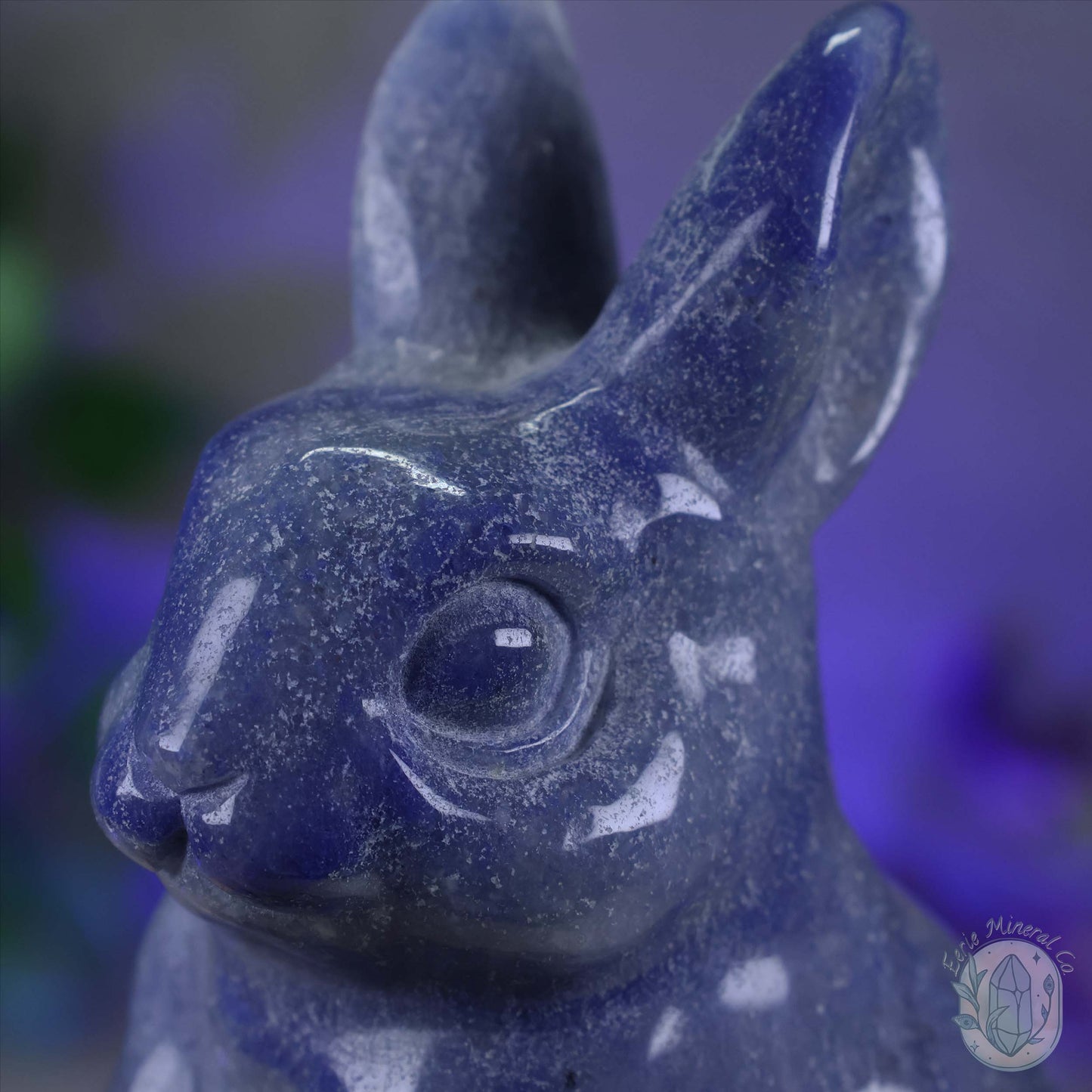 Polished Blue Aventurine Sitting Rabbit Carving
