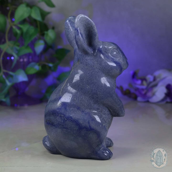 Polished Blue Aventurine Sitting Rabbit Carving