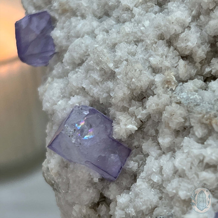 UV Reactive Purple Fluorite With Dolomite, Calcite, And Quartz