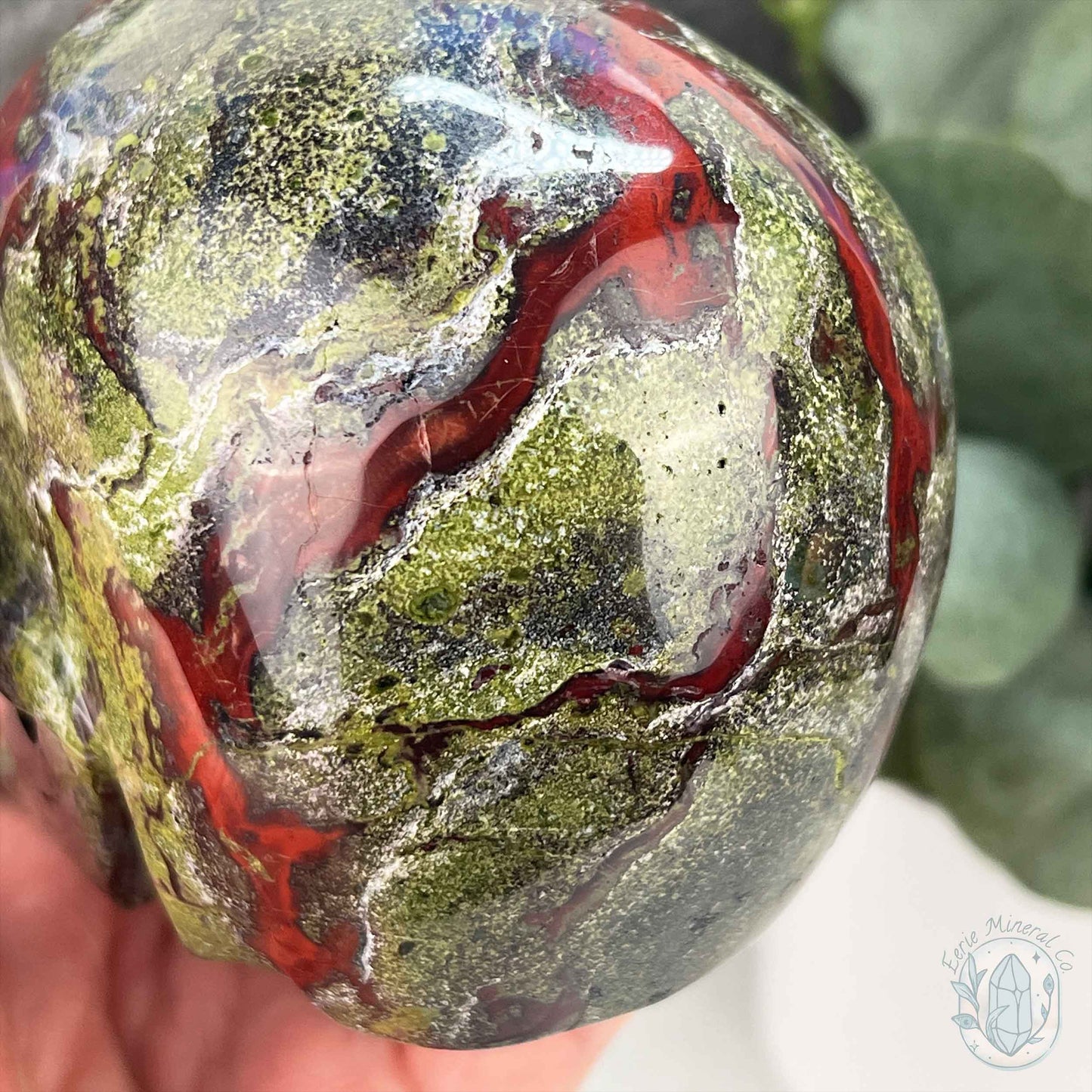 4.20" Polished Dragon Bloodstone Skull Carving