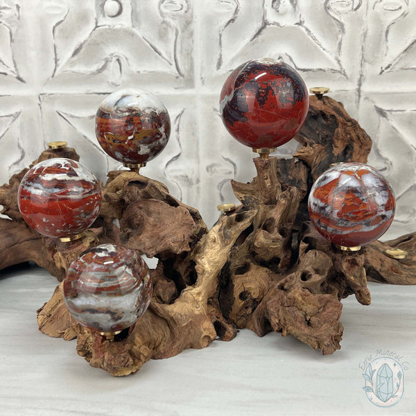 Natural Driftwood Sphere Holder Stand for 5 Spheres or Orbs