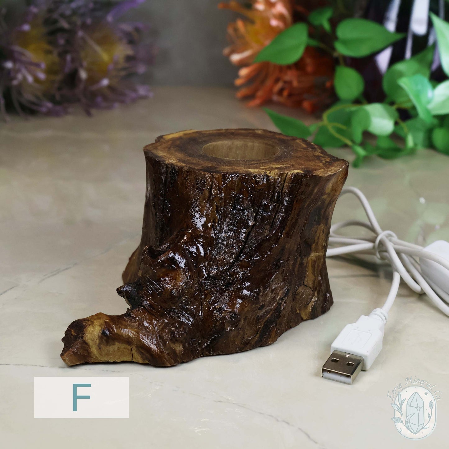 USB Powered Natural Wood LED Cool White Light Sphere Stand