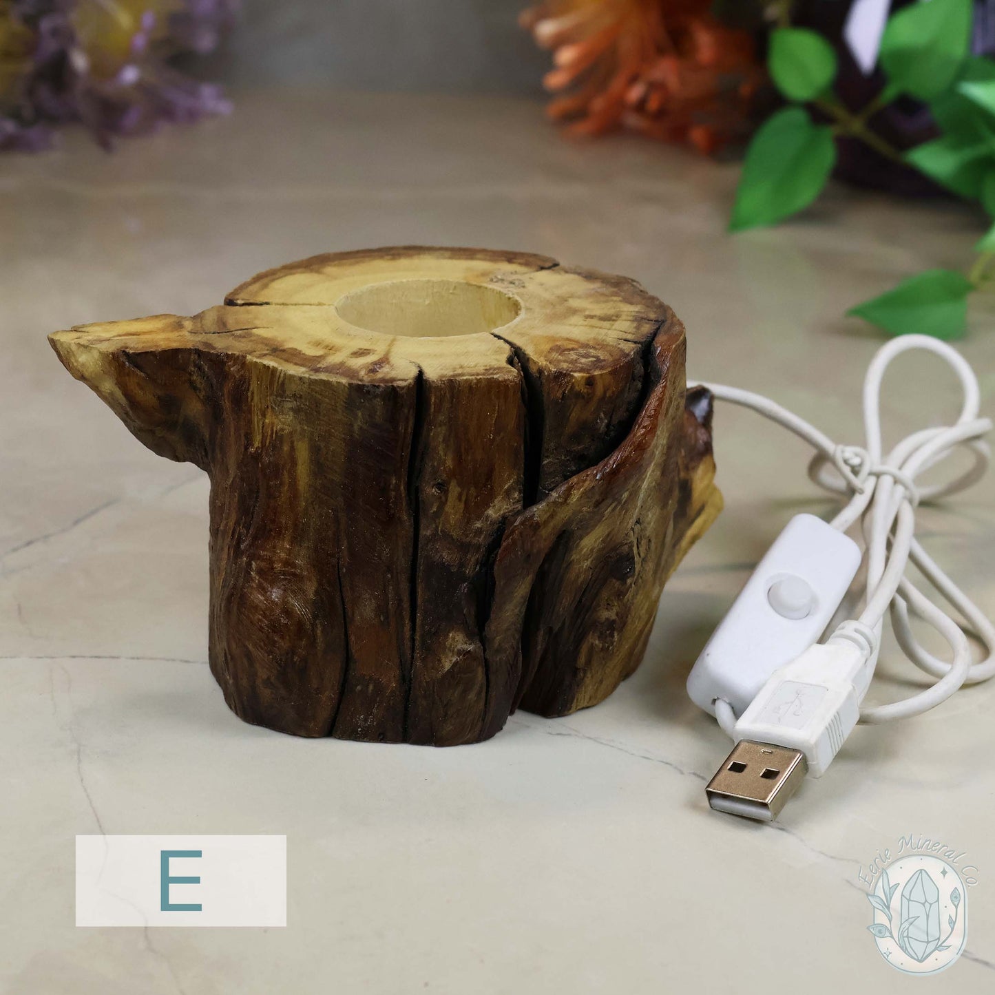 USB Powered Natural Wood LED Warm White Light Sphere Stand