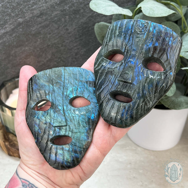 Blue Flash Labradorite Mask Carving