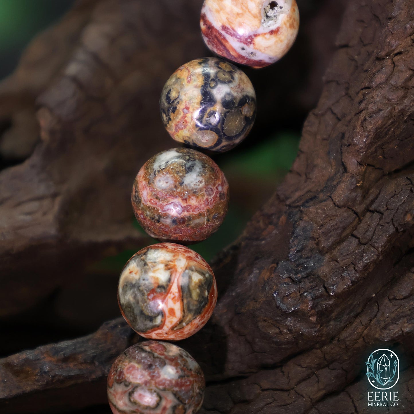 Polished Leopard Skin Jasper Beaded Stretch Bracelet