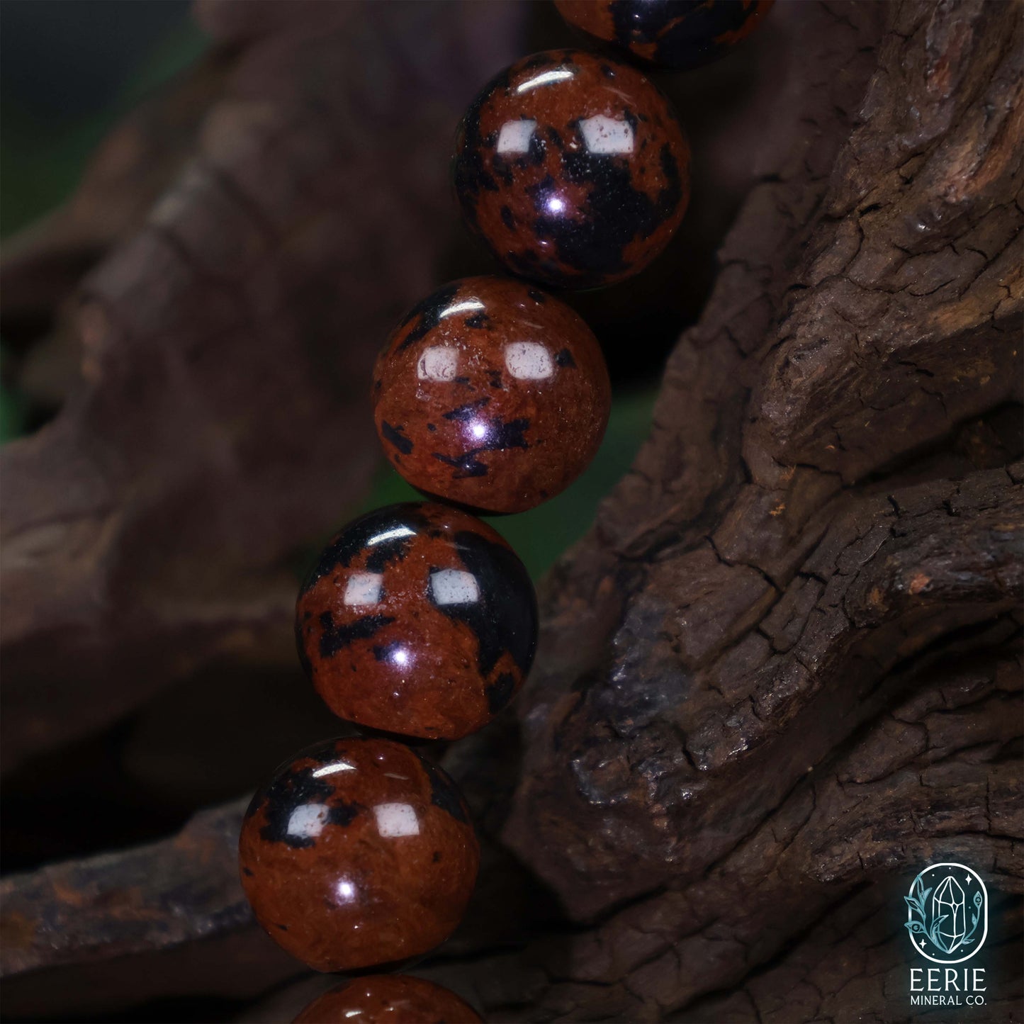 Mahogany Obsidian Gemstone Beaded Boho Stretch Bracelet