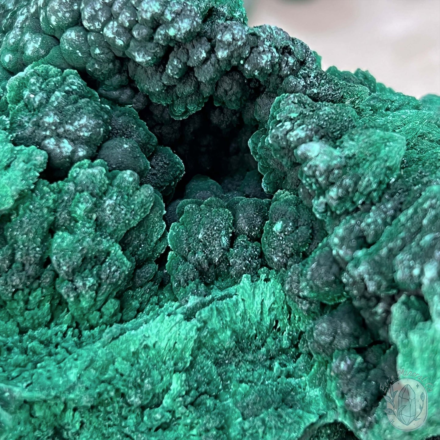 Natural Silky Velvet Malachite Specimen With Stand