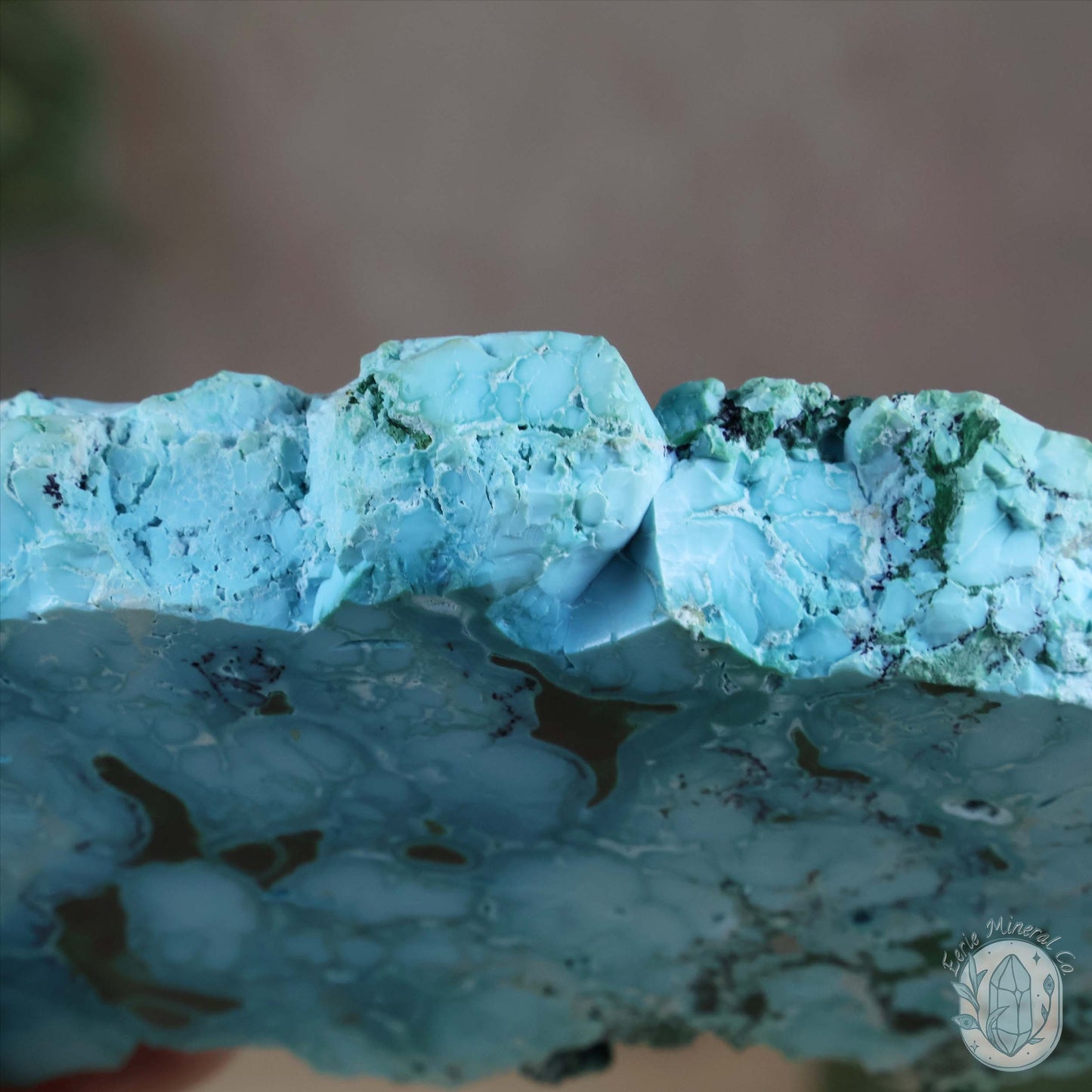 Polished Chrysocolla and Malachite Slab with Stand
