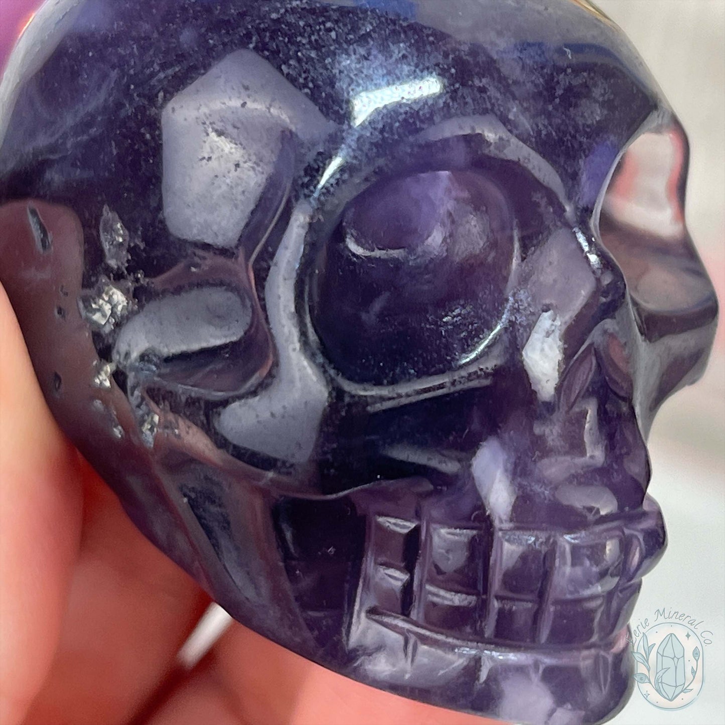 Polished Rainbow Fluorite Skull Carving