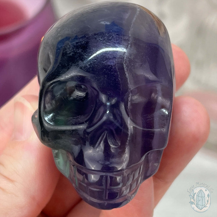 2.30" Polished Rainbow Fluorite Skull Carving