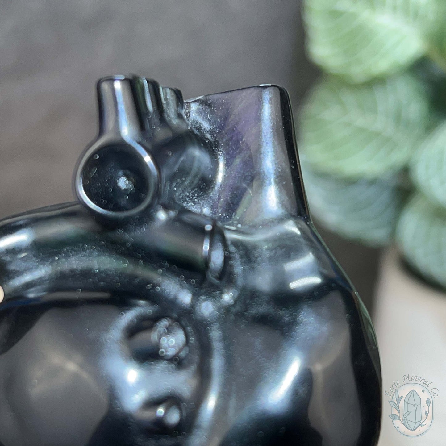 Rainbow Sheen Obsidian Anatomical Heart Carving