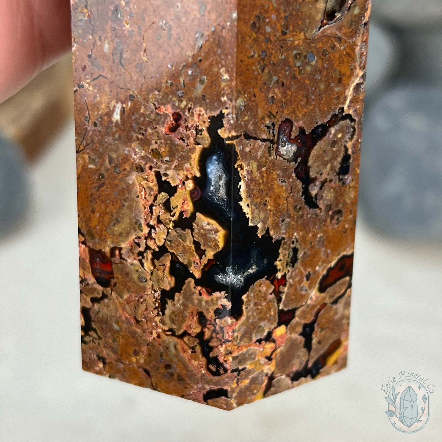 Polished Volcanic Red Fox Botryoidal Agate Tower