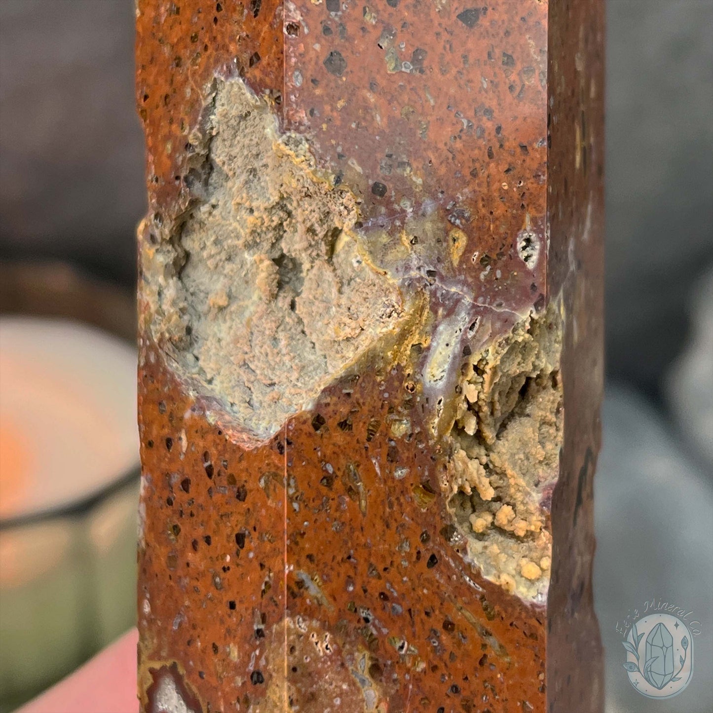 Polished Volcanic Red Fox Botryoidal Agate Tower