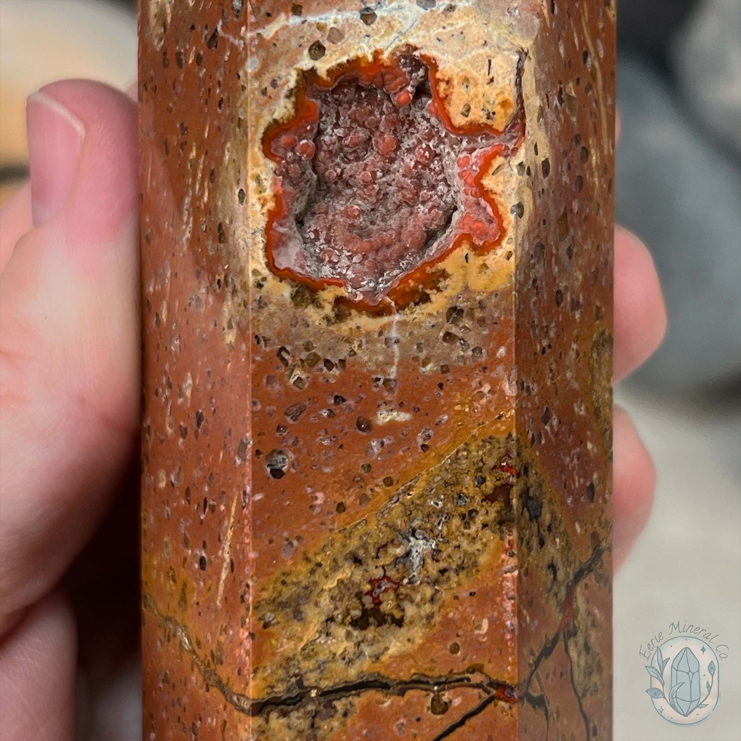 Polished Volcanic Red Fox Botryoidal Agate Tower