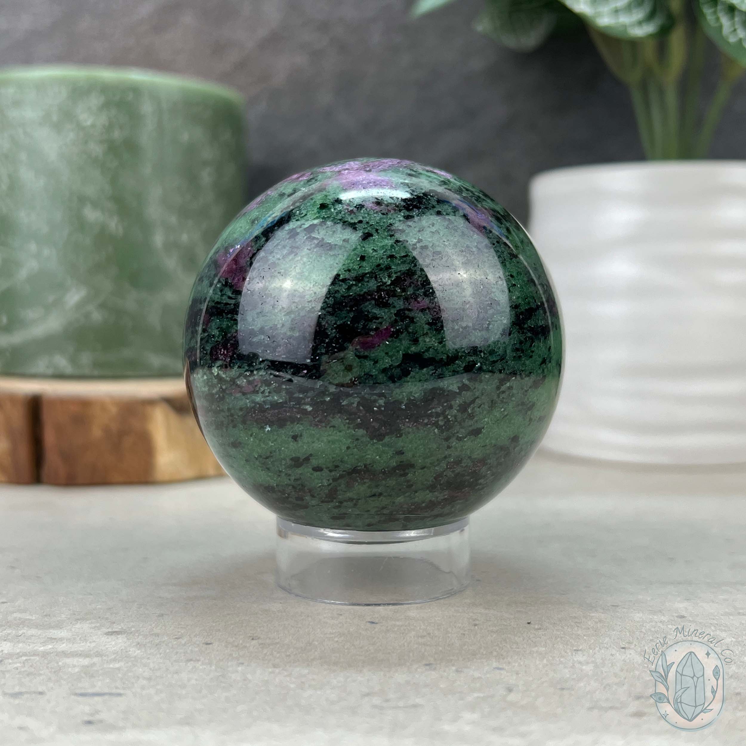 Rudy Zoisite Sphere Green UV reactive newest crystal stone rock natural