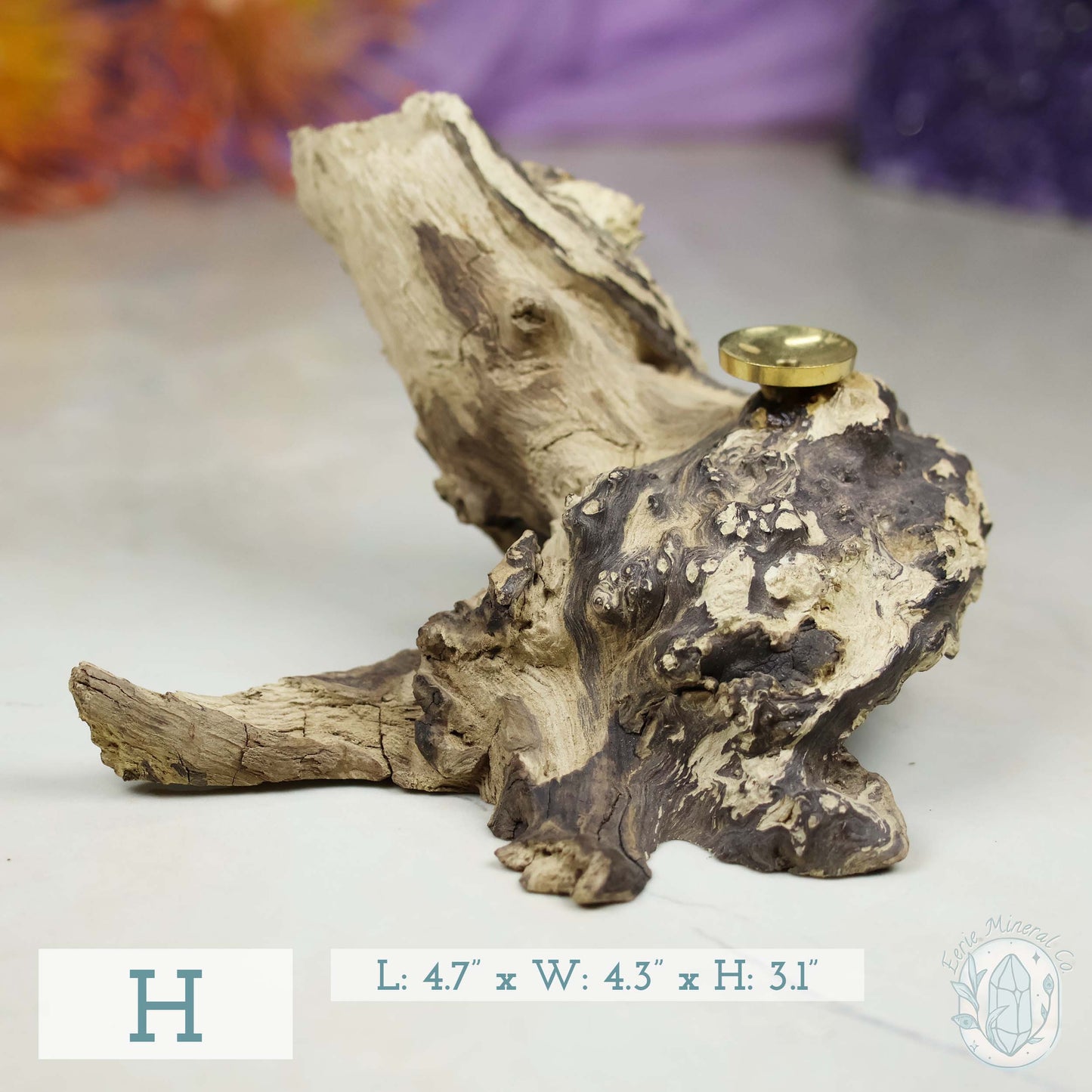 Natural Driftwood Style Single Sphere Holder Stands