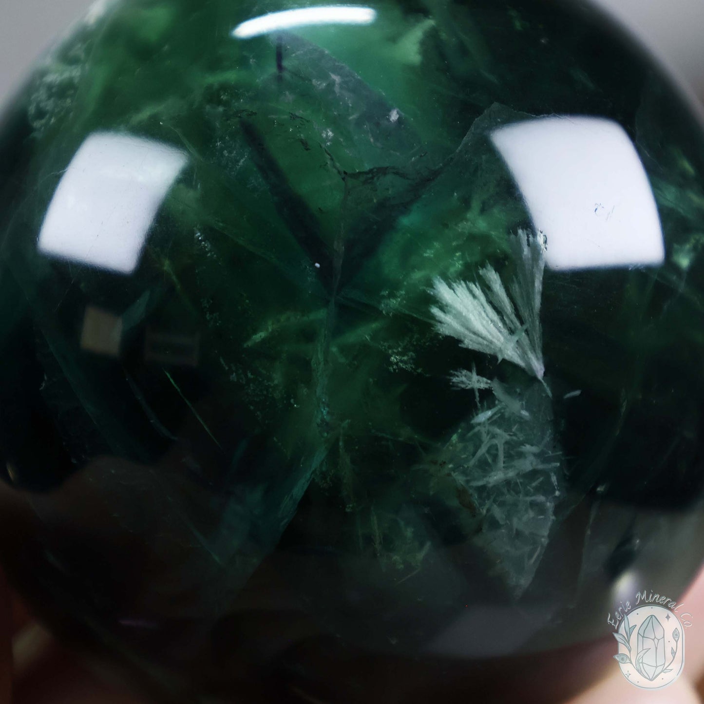 60mm Snowflake "Feather" Fluorite Sphere