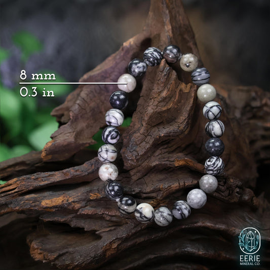 Polished Spiderweb Jasper Beaded Stretch Bracelet