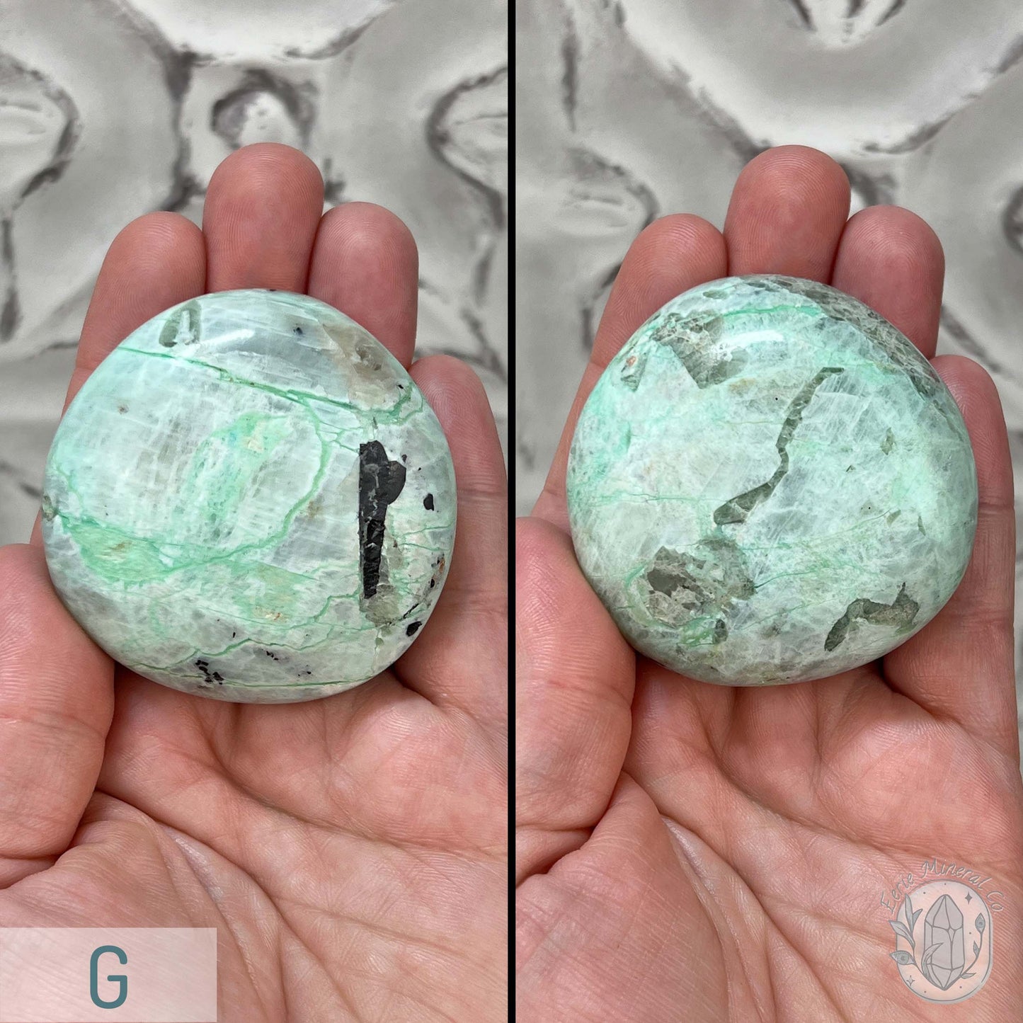 Polished Green Moonstone Palm Stones