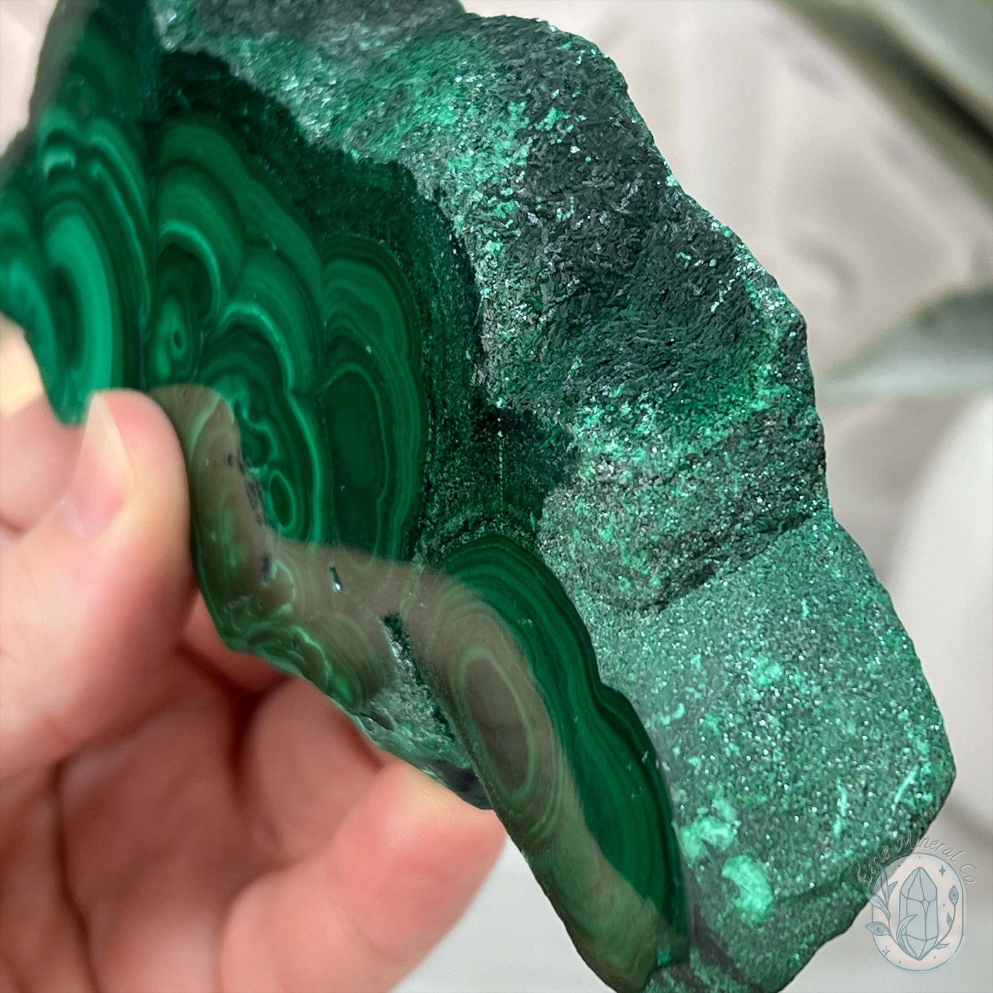High Quality Polished Malachite Slab with Display Stand