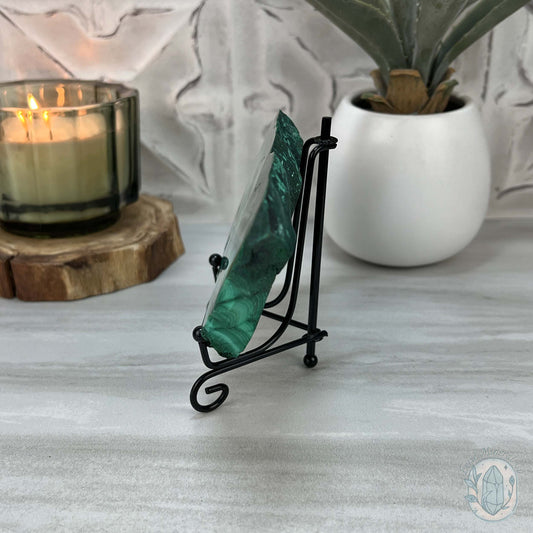 High Quality Polished Malachite Slab with Display Stand