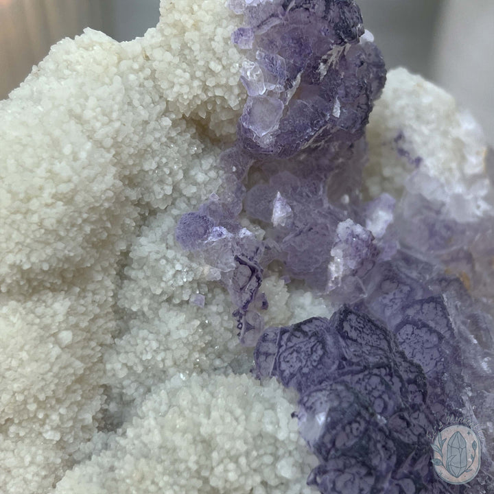 UV Reactive Purple Edge Fluorite Specimen With Stand