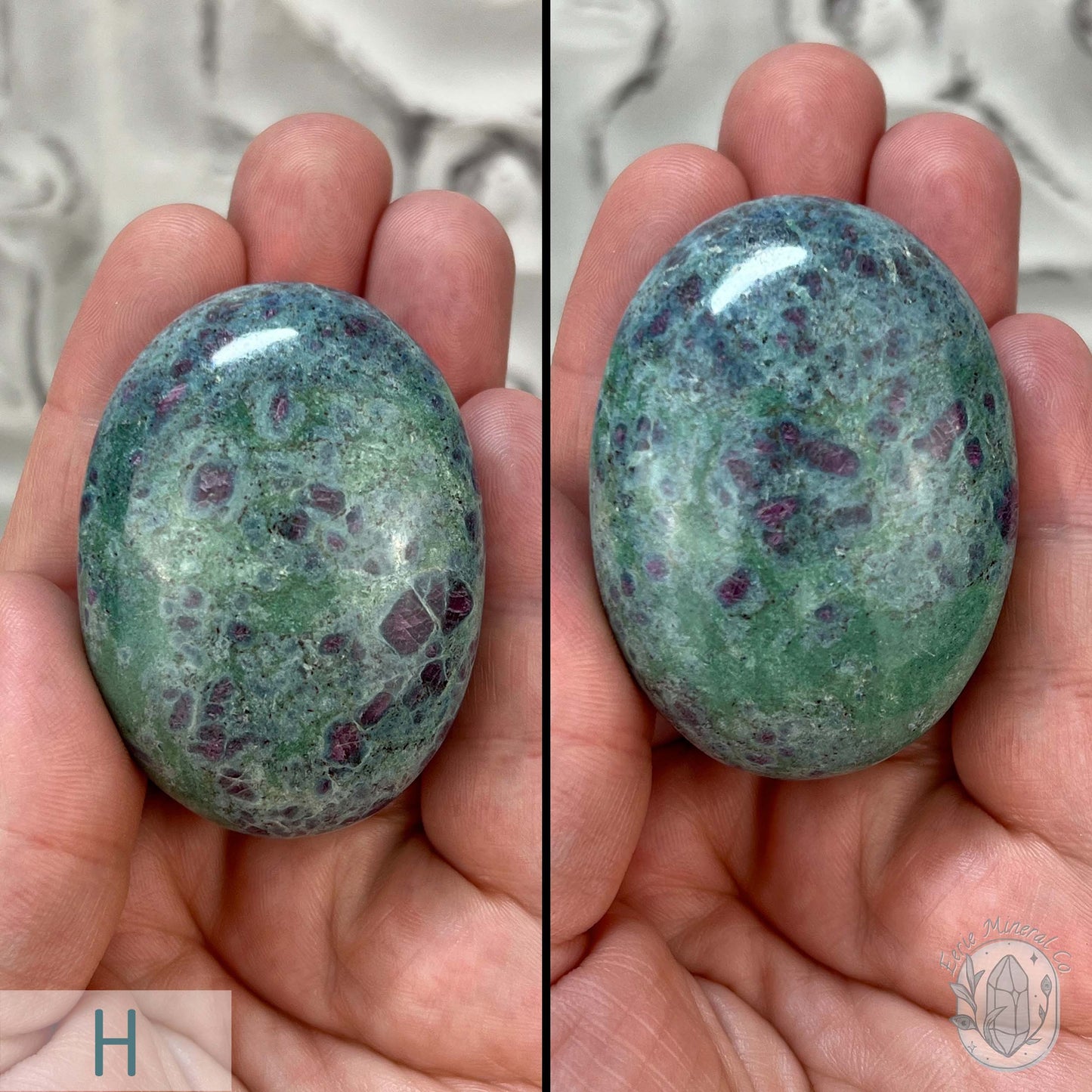Polished Ruby Fuchsite Palm Stones From India