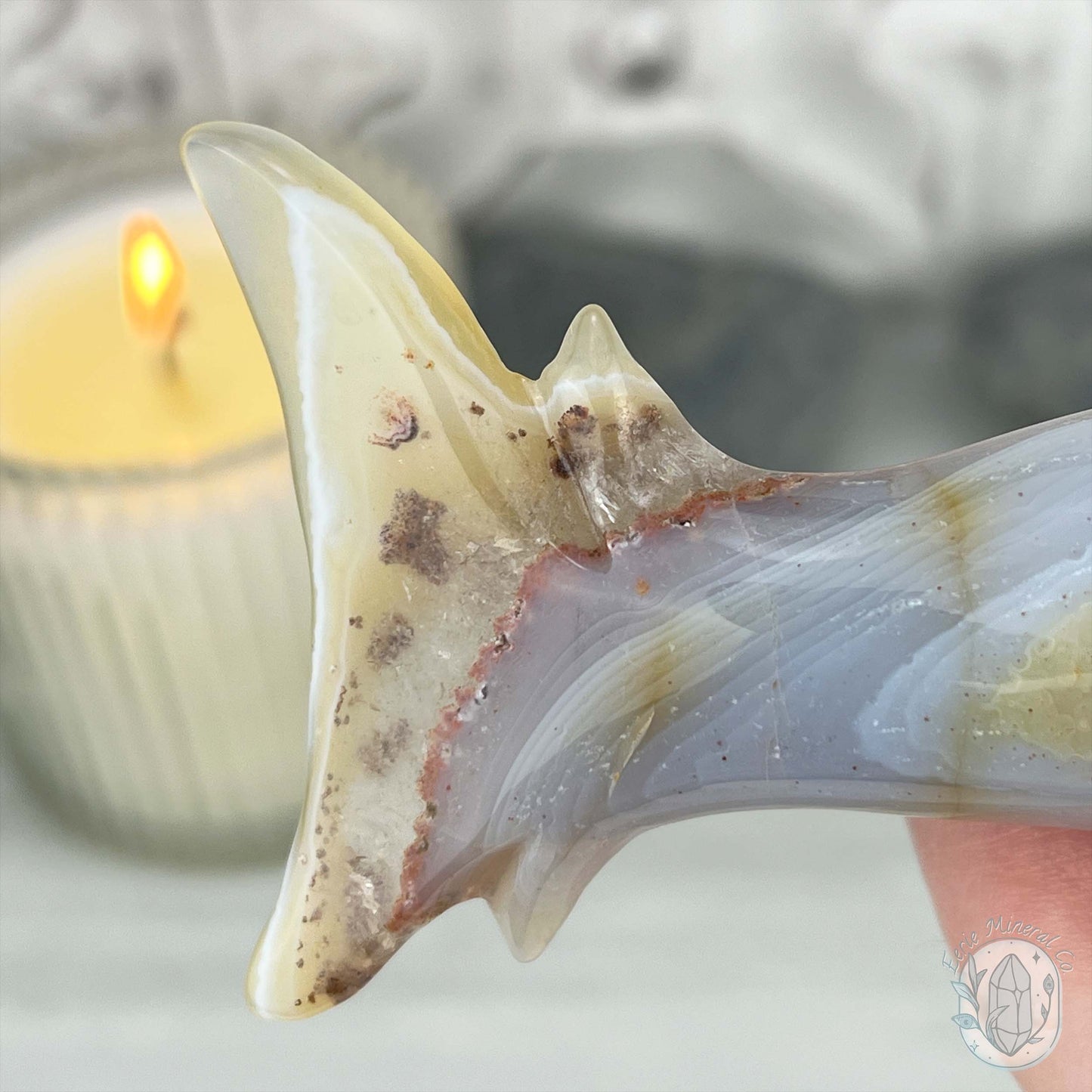 Beach Colored Banded Agate Hammerhead Shark Carving