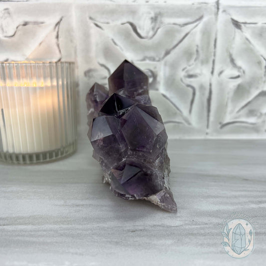 Large Polished Purple Amethyst Crystal Cluster Specimen