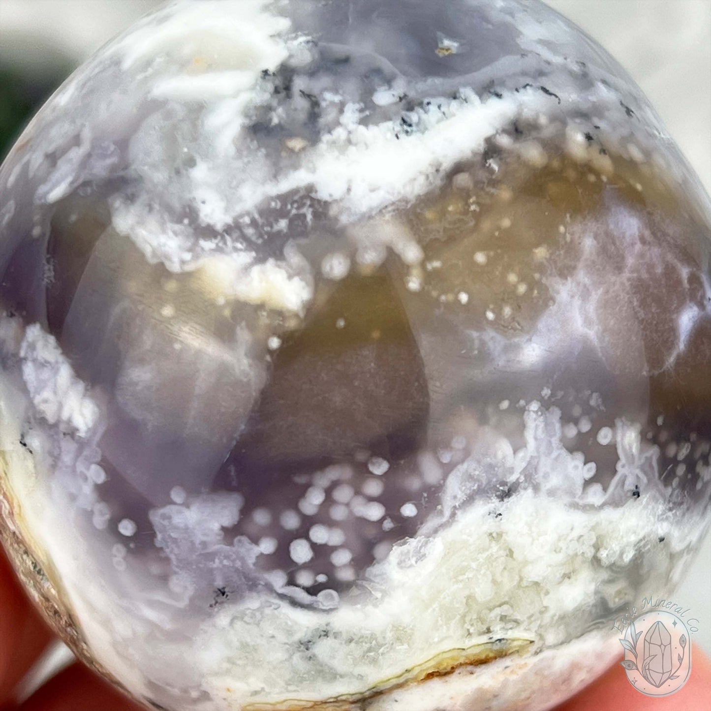 56mm Purple and White Dendritic Chalcedony Sphere