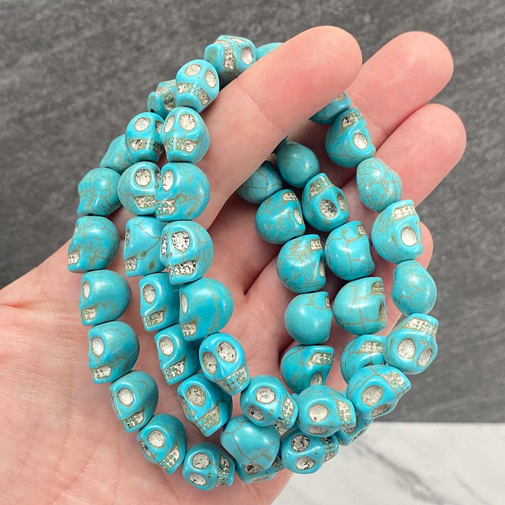 Howlite Skull carving Stretch Bracelet