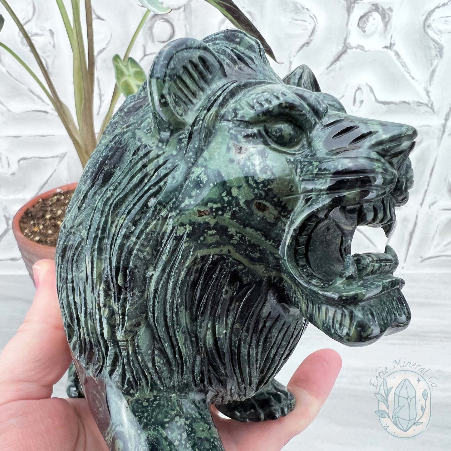 Polished Kambaba Jasper Lion Carving
