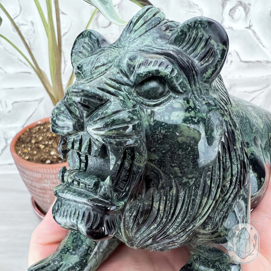 Polished Kambaba Jasper Lion Carving