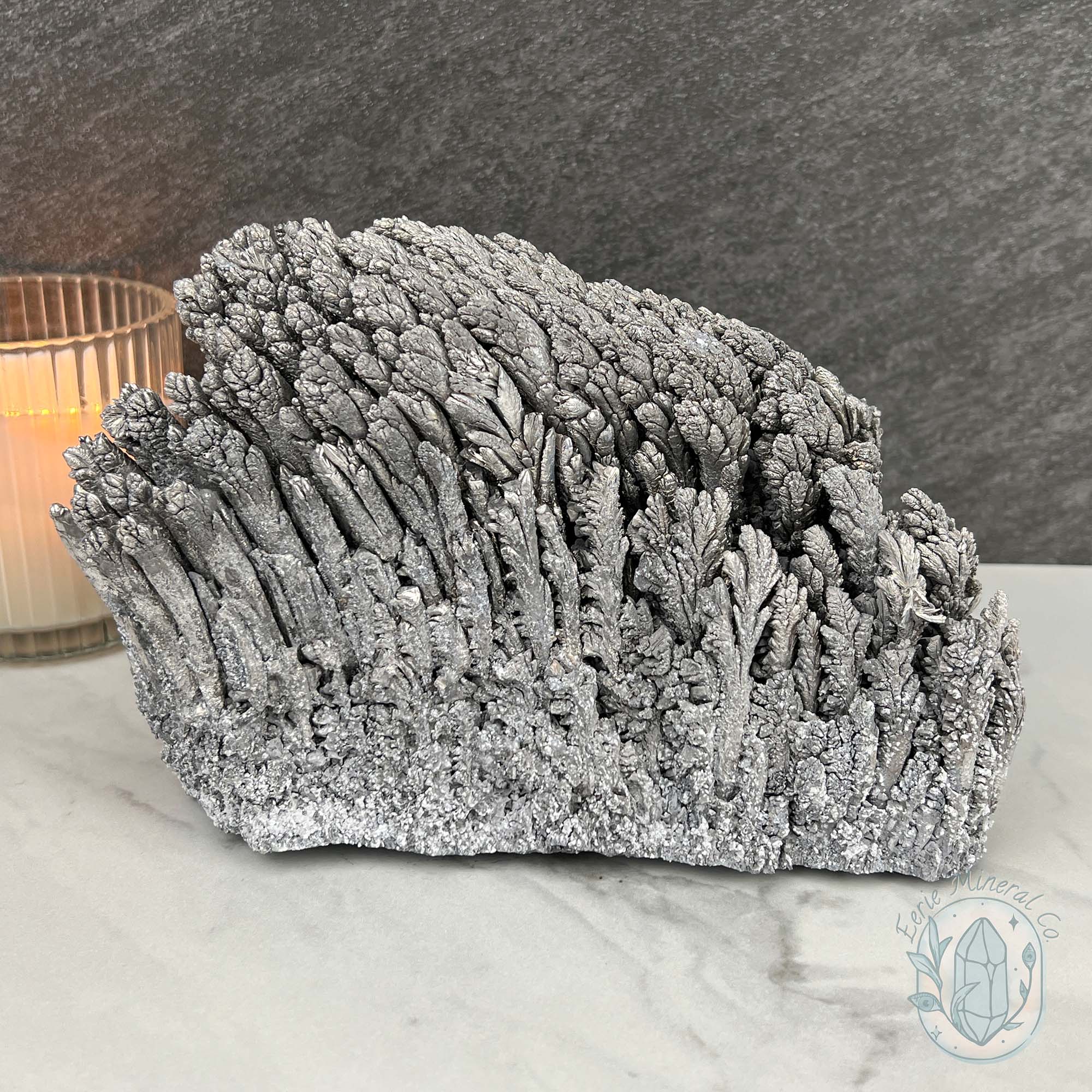 Large Raw Silver Magnesium Mineral Display Specimen – Eerie