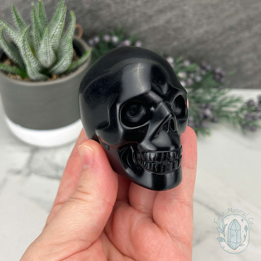 Black Obsidian Skull Carving