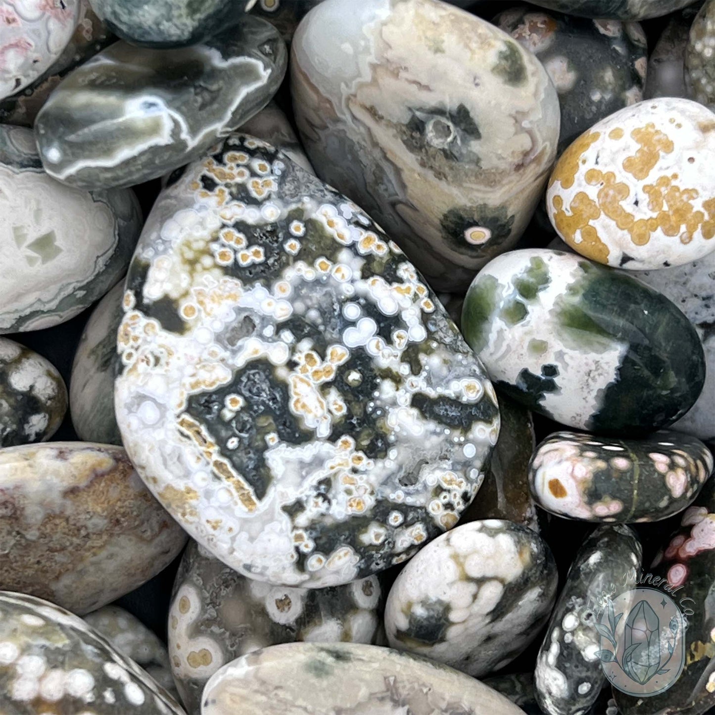 Polished Orbital Ocean Jasper (Mixed Sizes) Tumbles