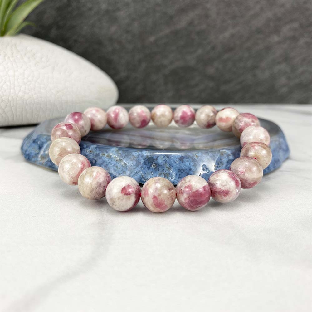 Polished Pink Tourmaline Stretch Bracelet