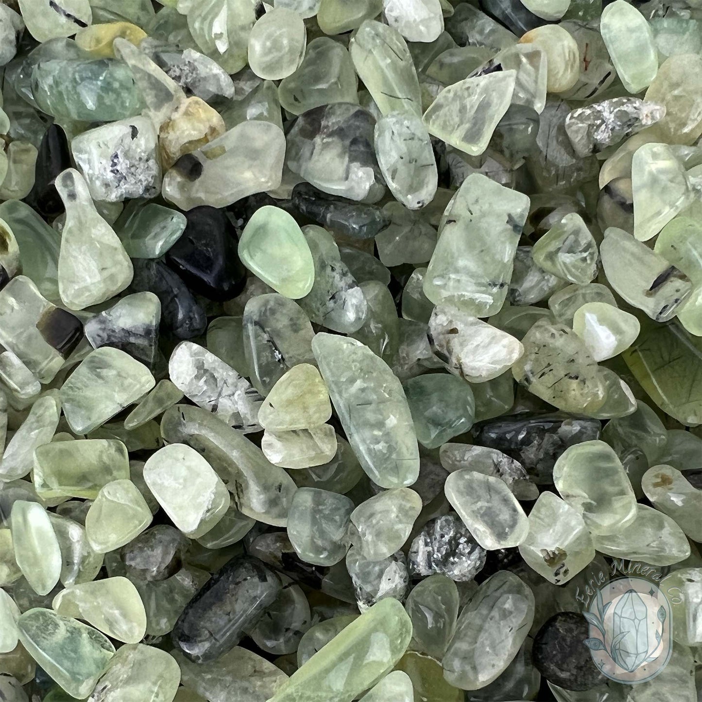 Polished Rutile Prehnite Crystal Chips
