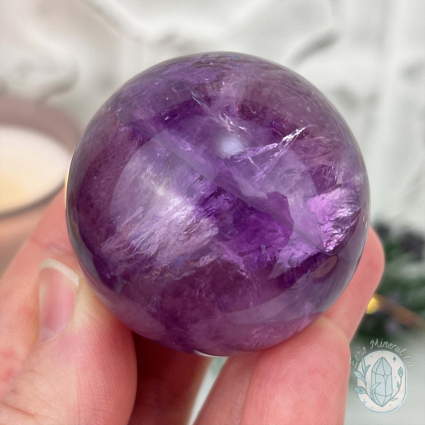 45mm Polished Purple Fluorite with Rainbow Flash Sphere