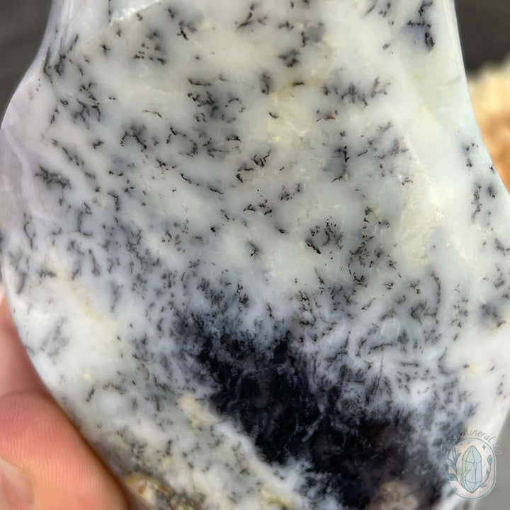 Polished Purple and White Dendritic Chalcedony Agate Flame